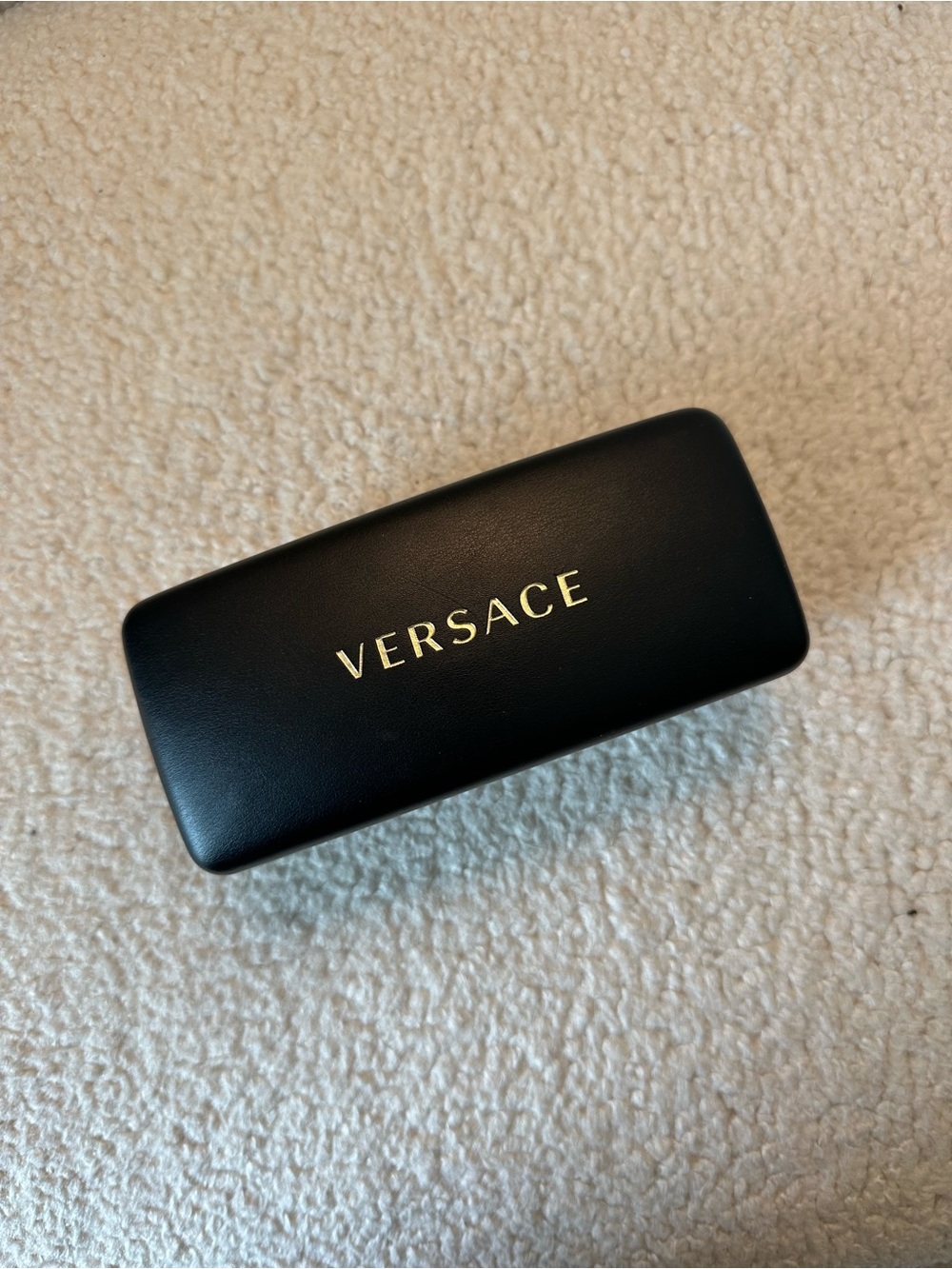 Versace Black Sunglasses Case with Gold Logo Lettering